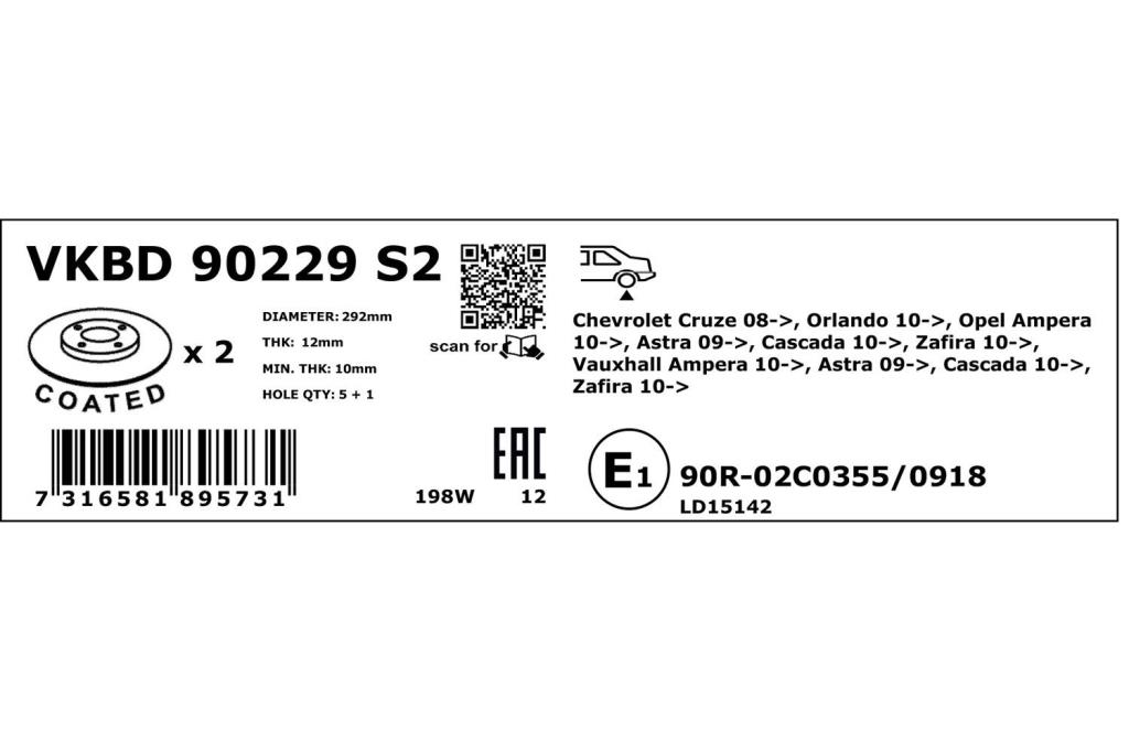 Discos de freno SKF ref. VKBD 90229 S2